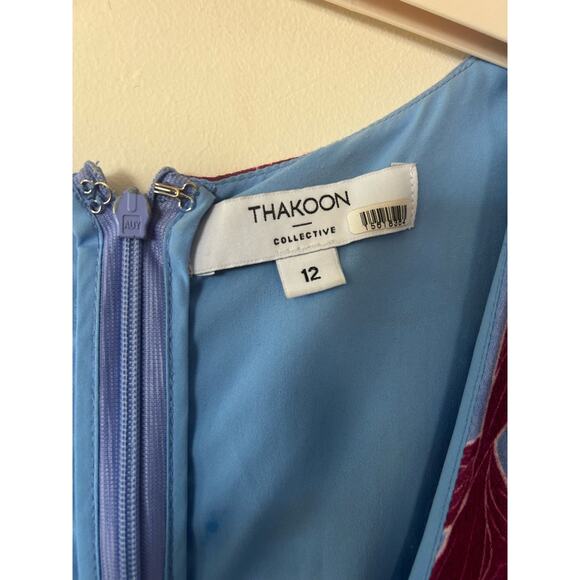 Thakoon Collective Sleeveless Romper V Neck Blue Red Floral Size 10 CUTE - Picture 4 of 9